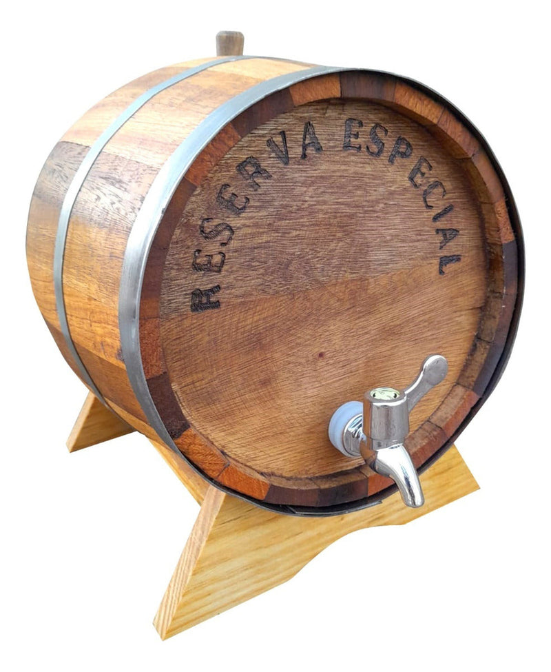 Barril Carvalho  5 Litros Pinga Cachaça Whisky Torneira Luxo